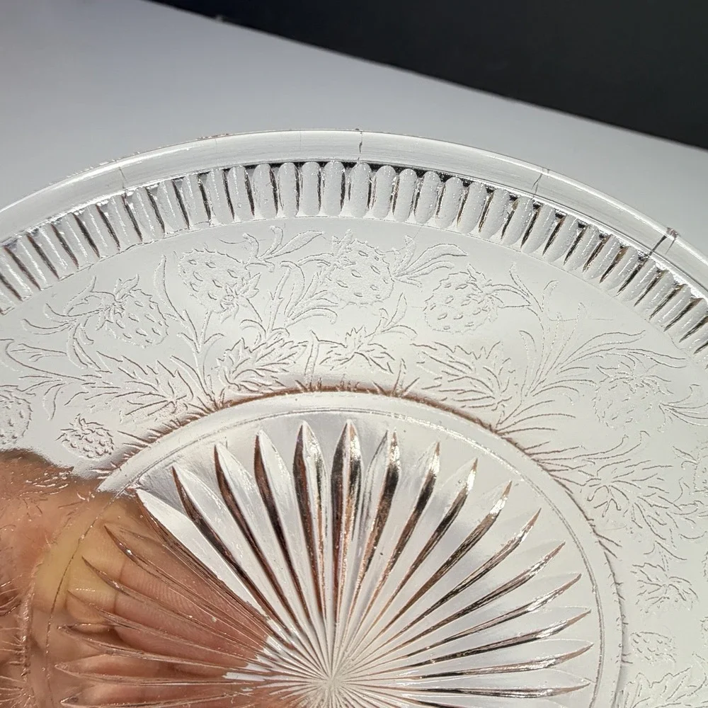 VTG U.S. Glass Strawberry Pink Depression Glass Bread & Butter Plates Set of 6